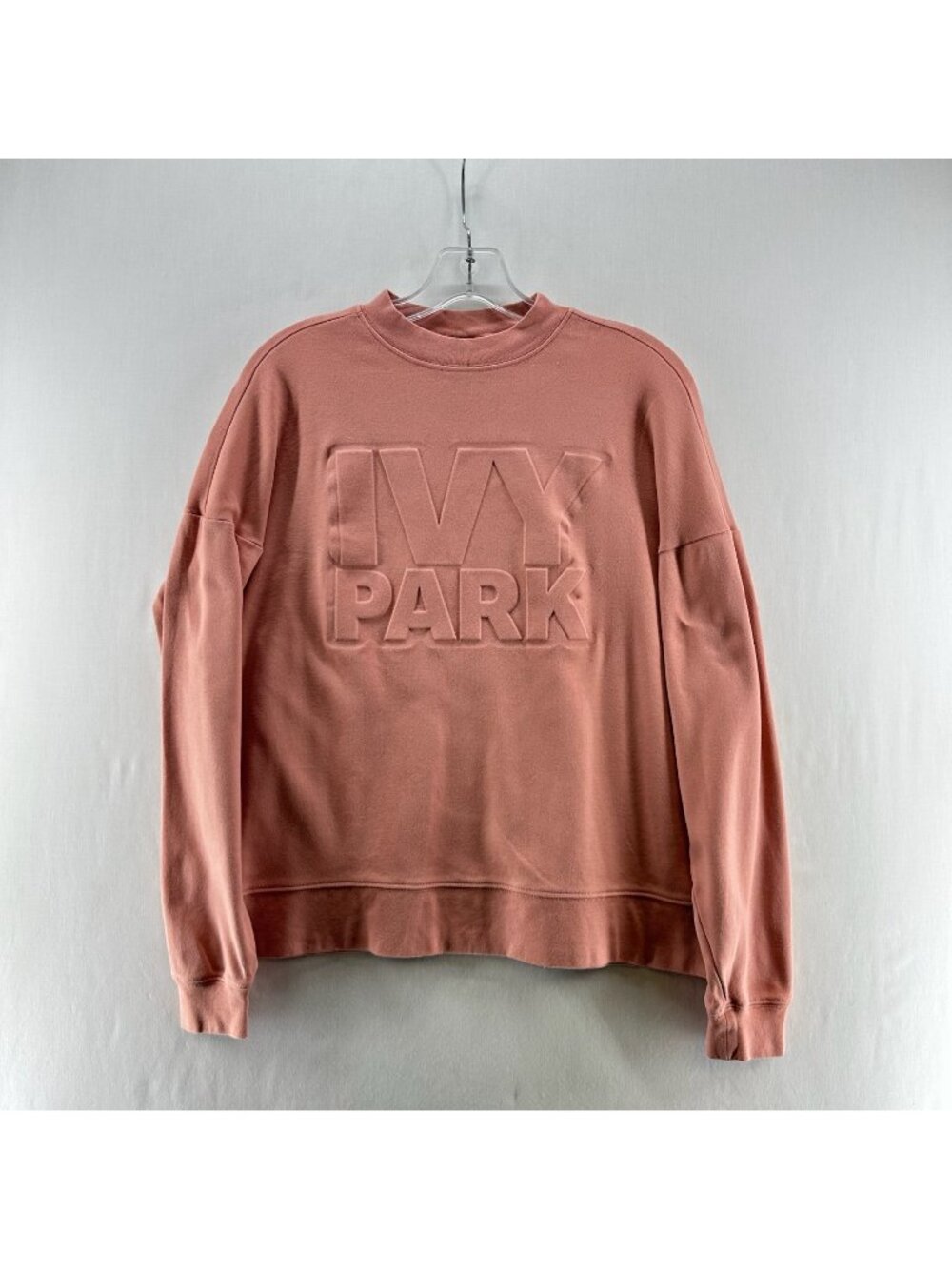 Ivy Park Embossed Logo Sweatshirt Womens XS Pullover Crewneck Drop Shoulder Pink